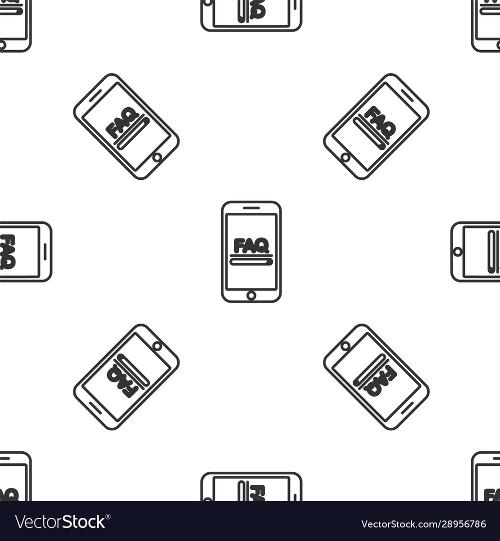 Grey line mobile phone with text faq information Vector Image Grey line mobile phone with text faq information