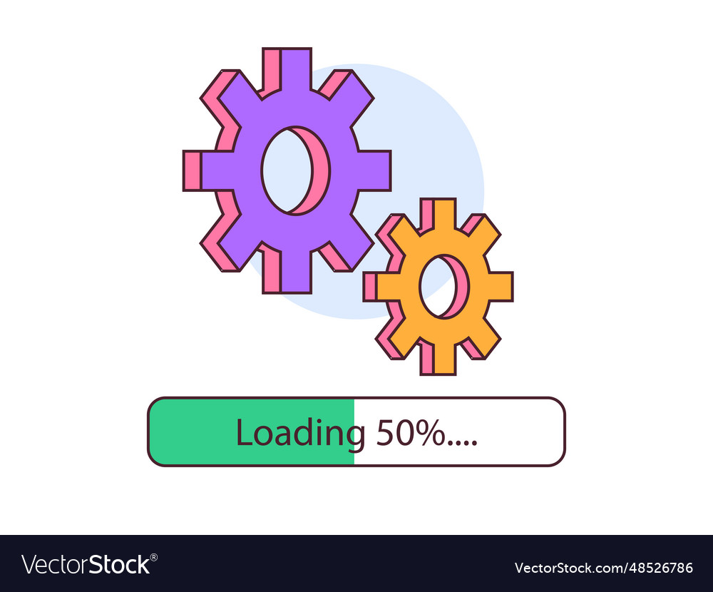 Loading bar icon with gears progress vector image Loading bar icon with gears progress