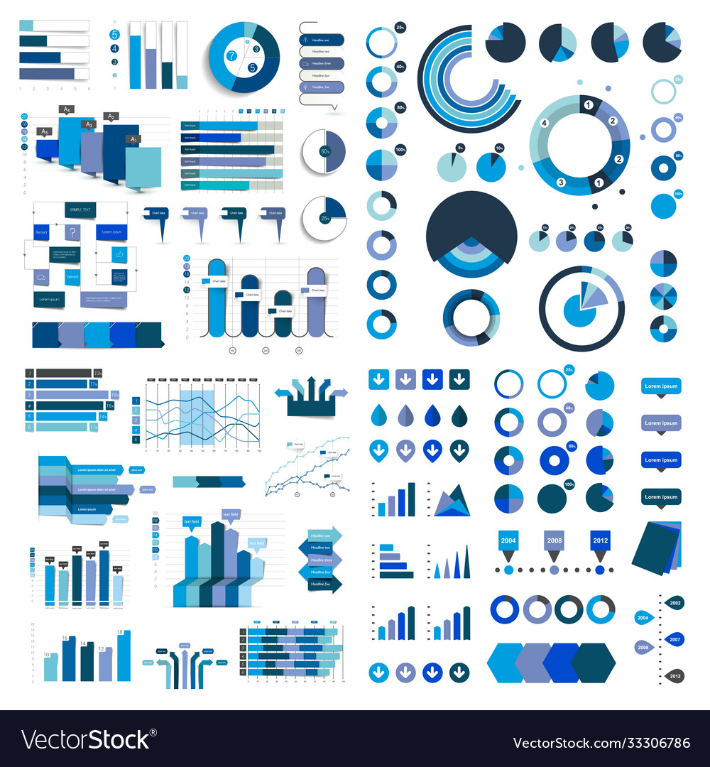 Mega collection charts graphs flowcharts Vector Image Mega collection charts graphs flowcharts