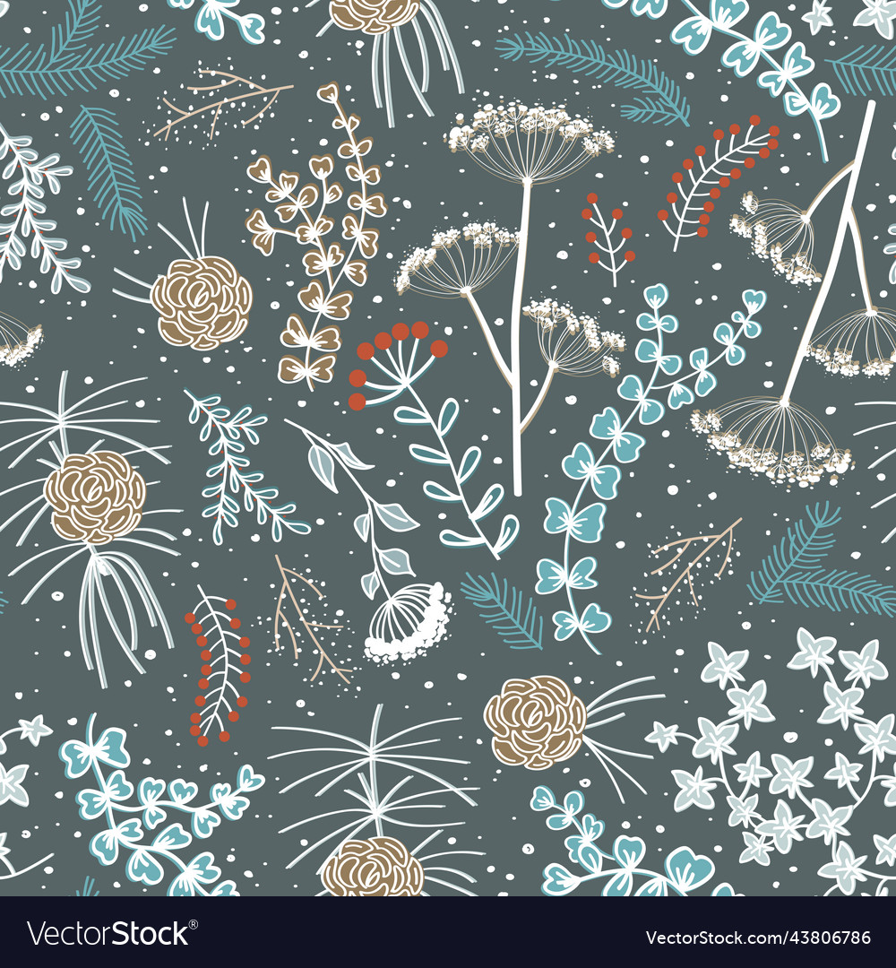 Merry christmas happy new year seamless floral vector image Merry christmas happy new year seamless floral