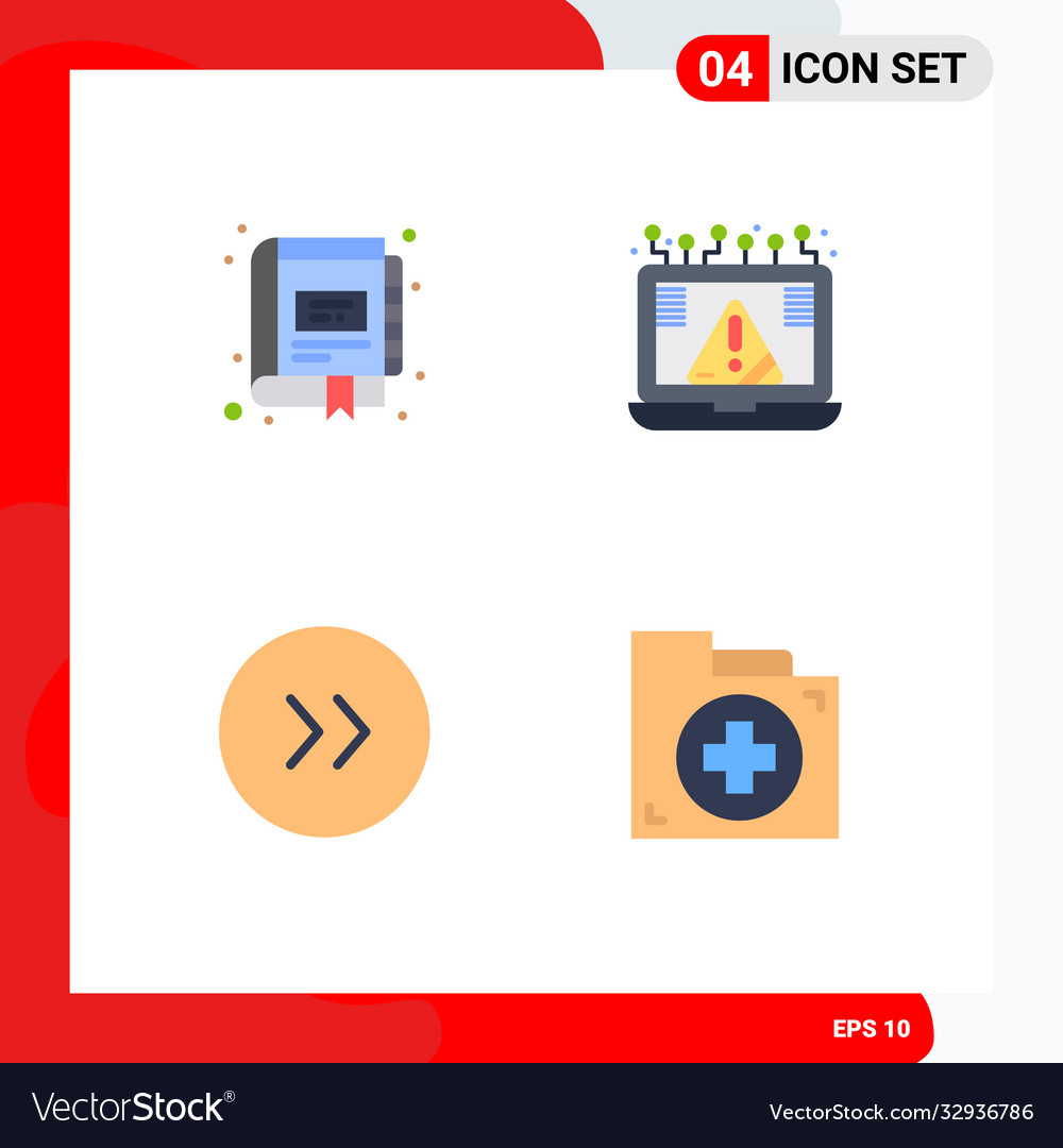 Pack 4 modern flat icons signs and symbols