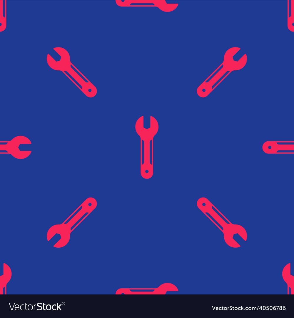 Red wrench spanner icon isolated seamless pattern vector image Red wrench spanner icon isolated seamless pattern