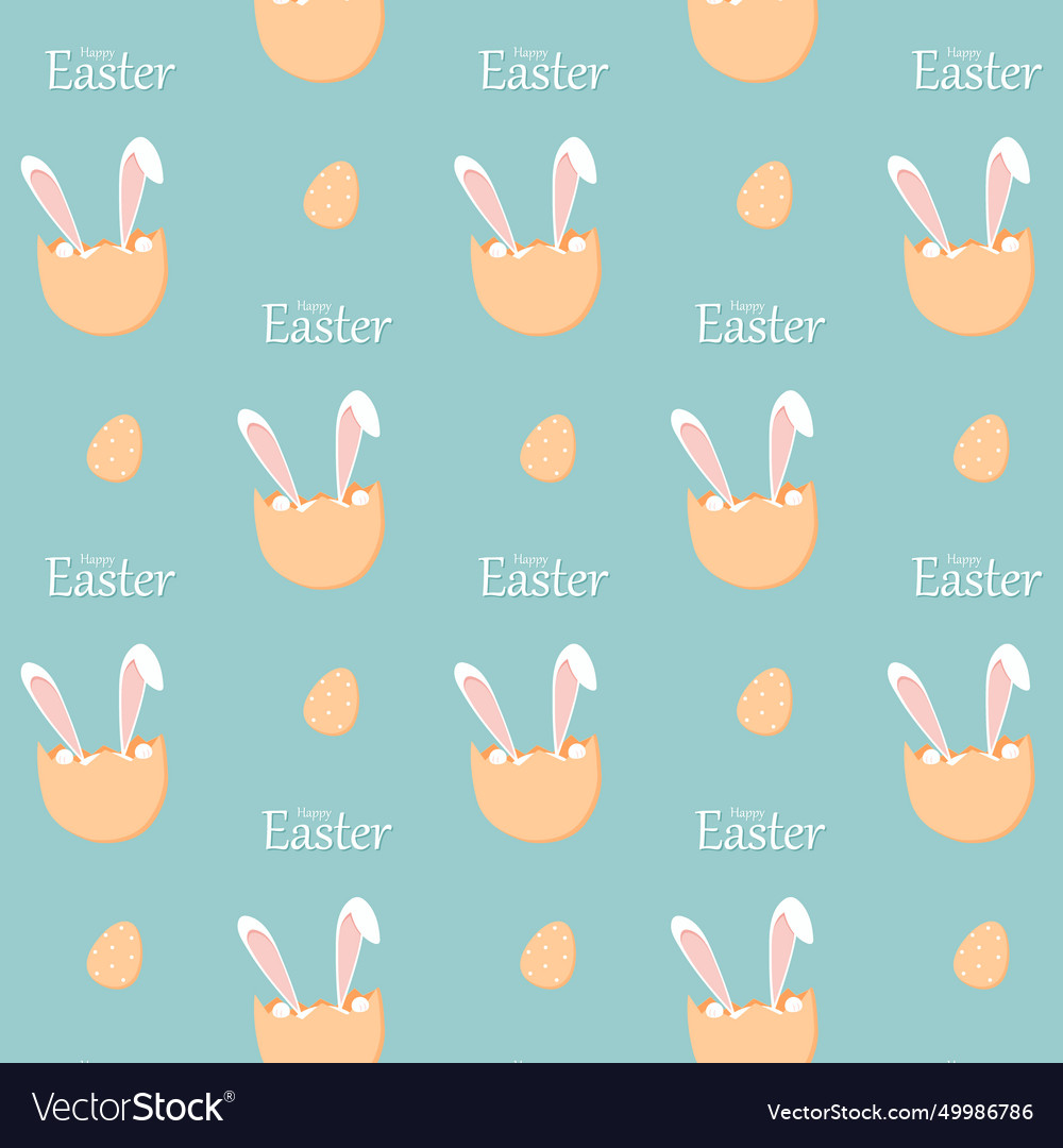 Seamless pattern with rabbits and eggs