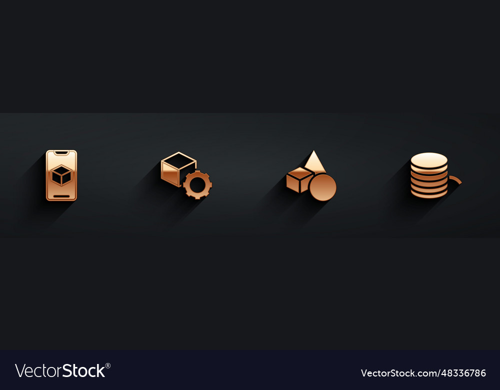 Set 3d printer software isometric cube basic vector image Set 3d printer software isometric cube basic