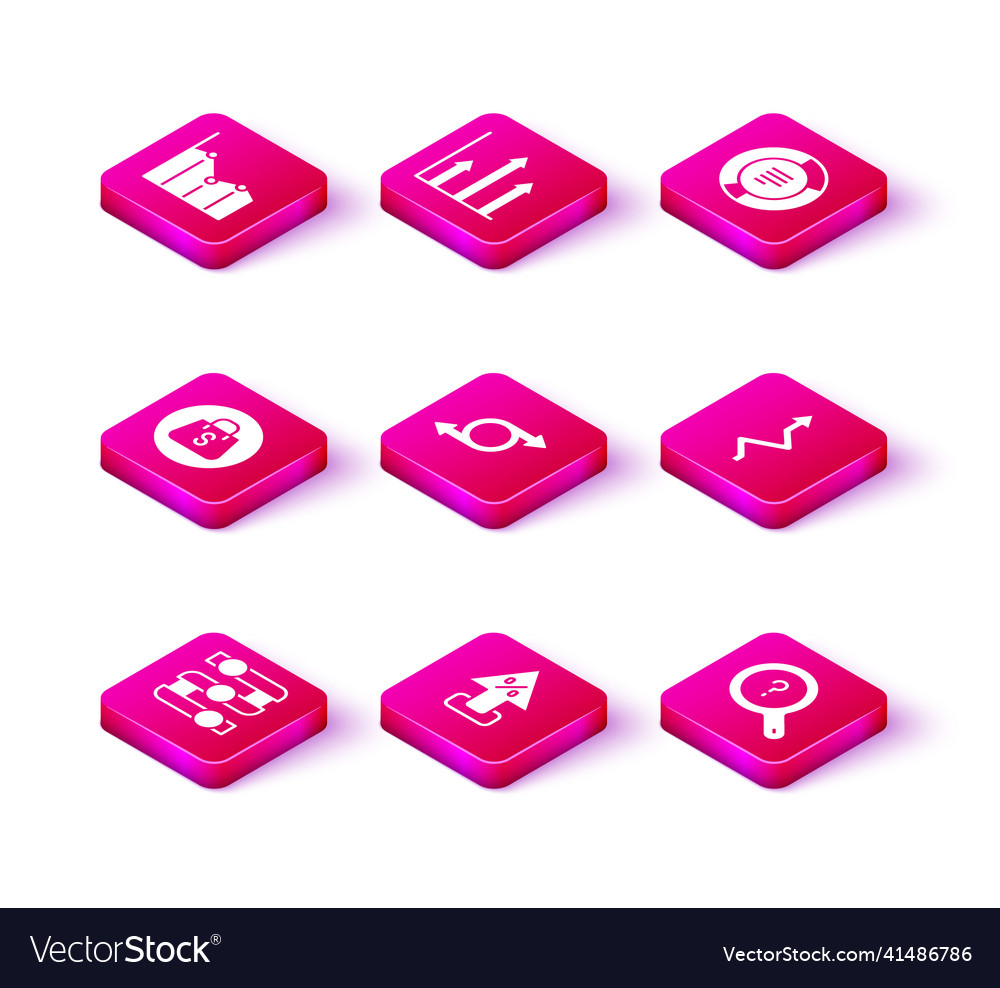 Set graph chart diagram percent up arrow vector image Set graph chart diagram percent up arrow