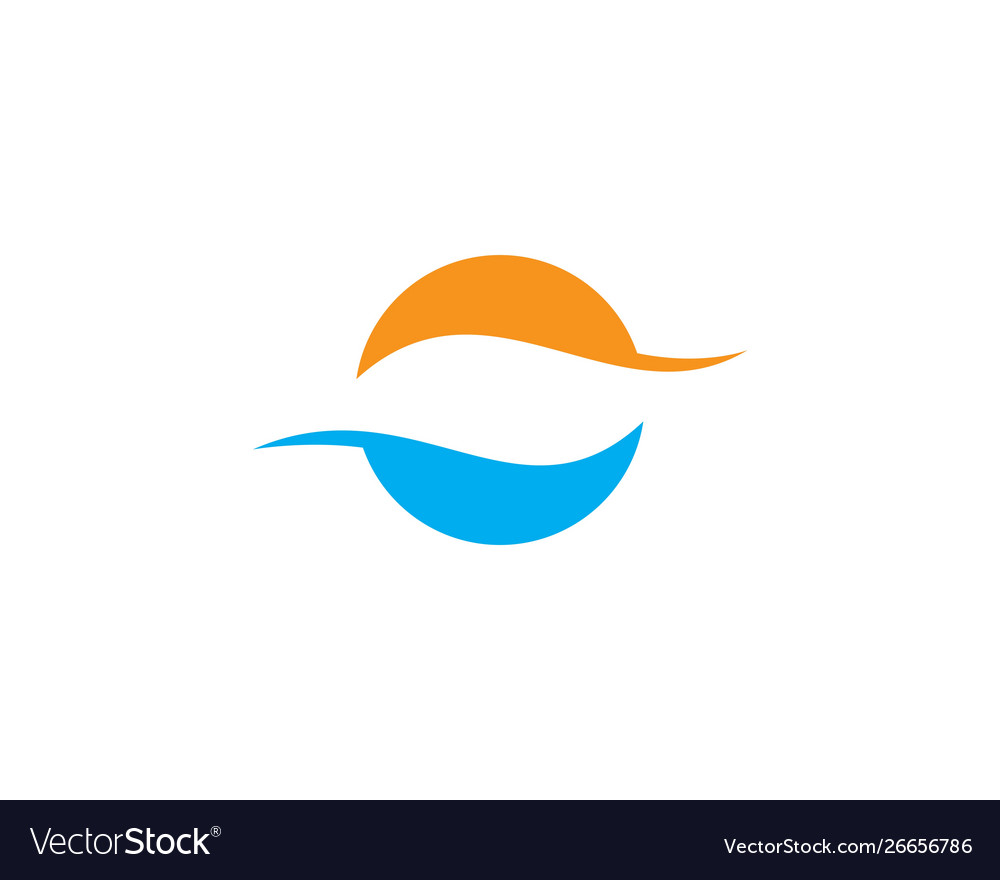 Water wave and sun logo