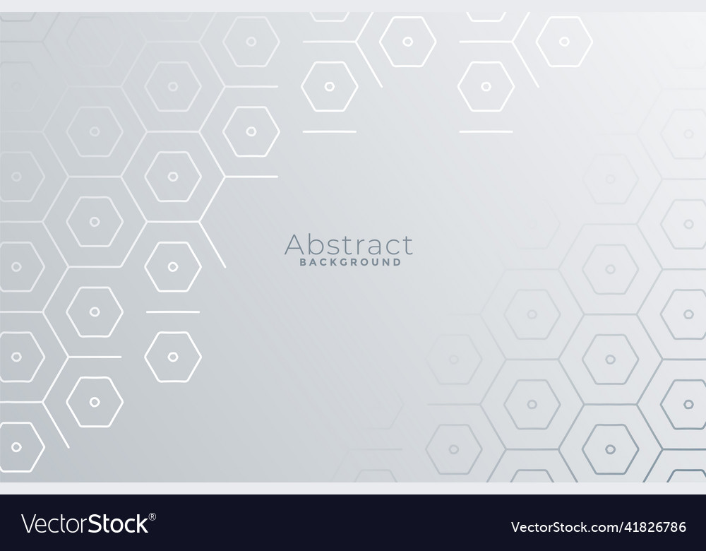 White background with hexagonal pattern design