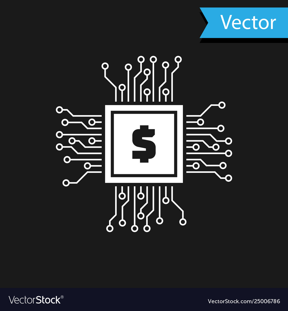 White processor chip with dollar icon isolated