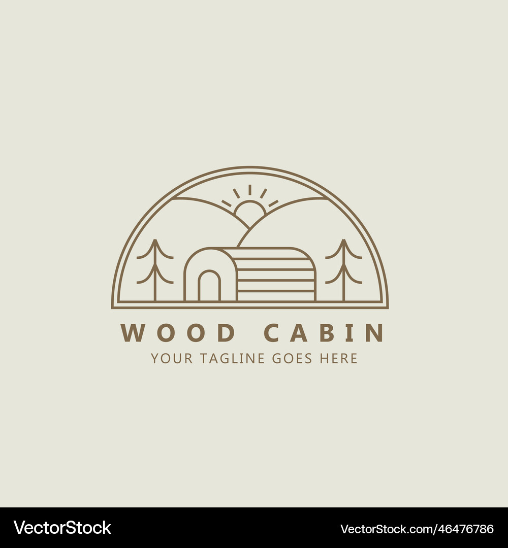Wood cabin minimalist logo design Royalty Free Vector Image