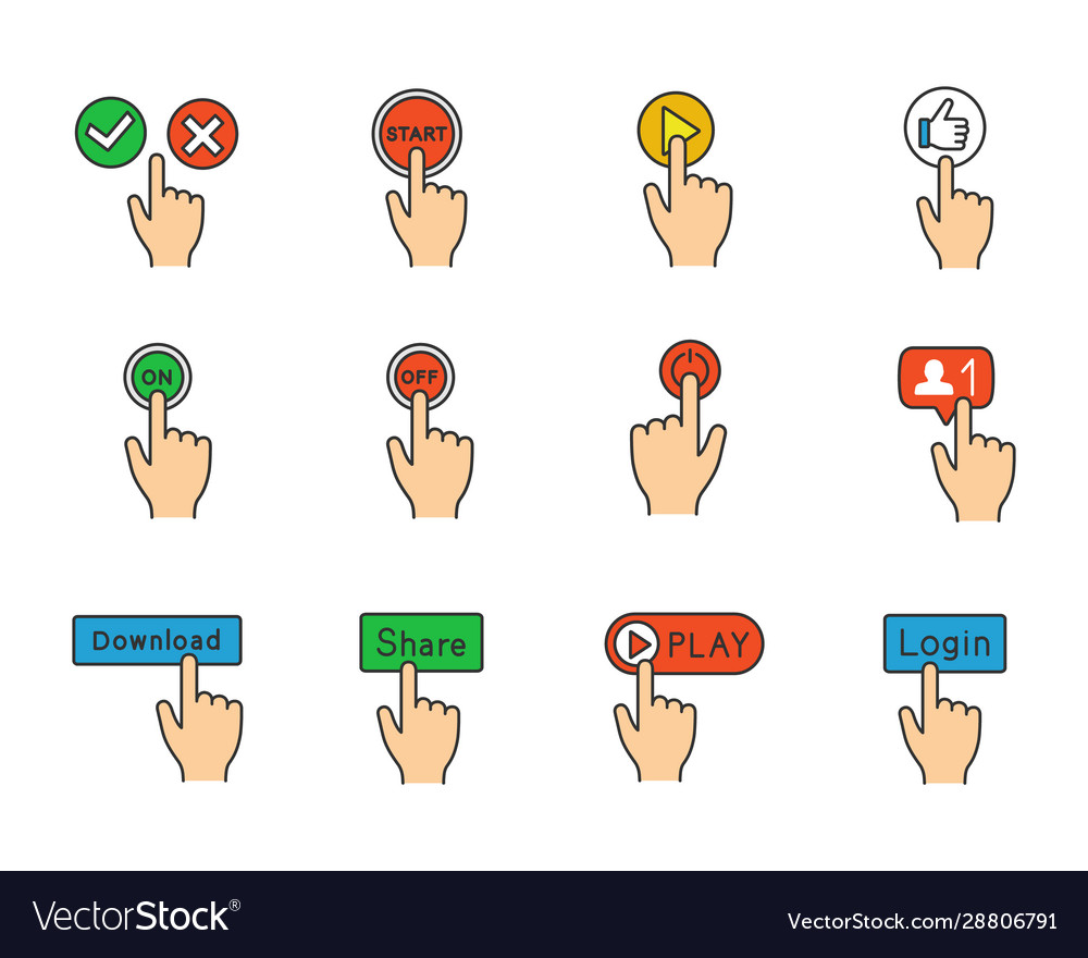App buttons color icons set Vector Image App buttons color icons set