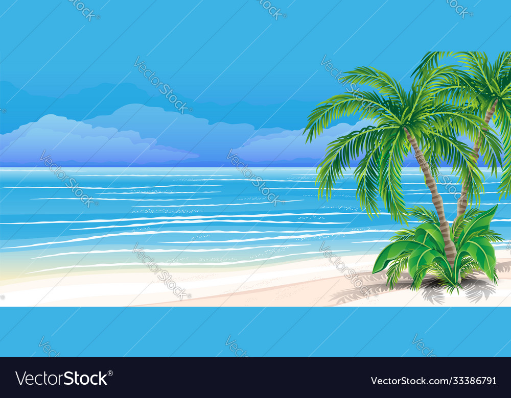 Beautiful tropical beach and palm trees Royalty Free Vector