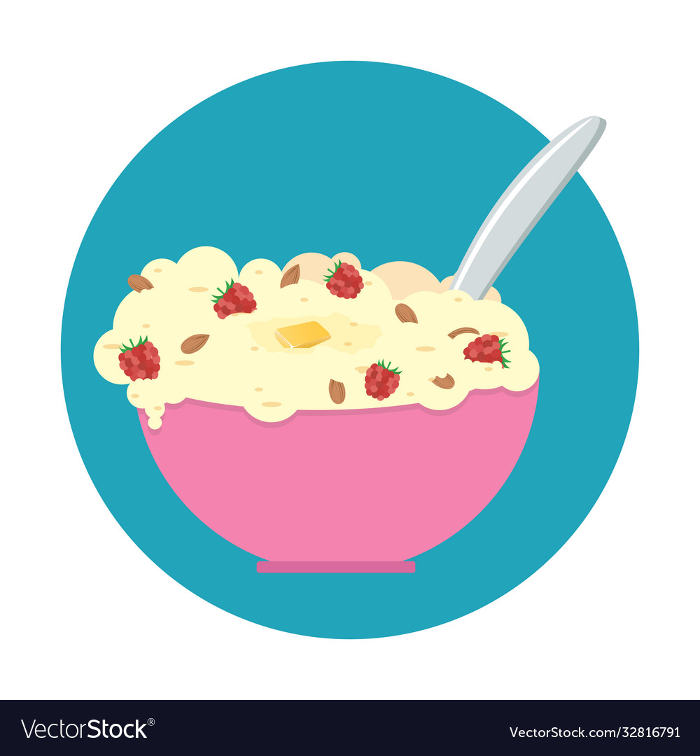 Bowl porridge isolated on background Royalty Free Vector