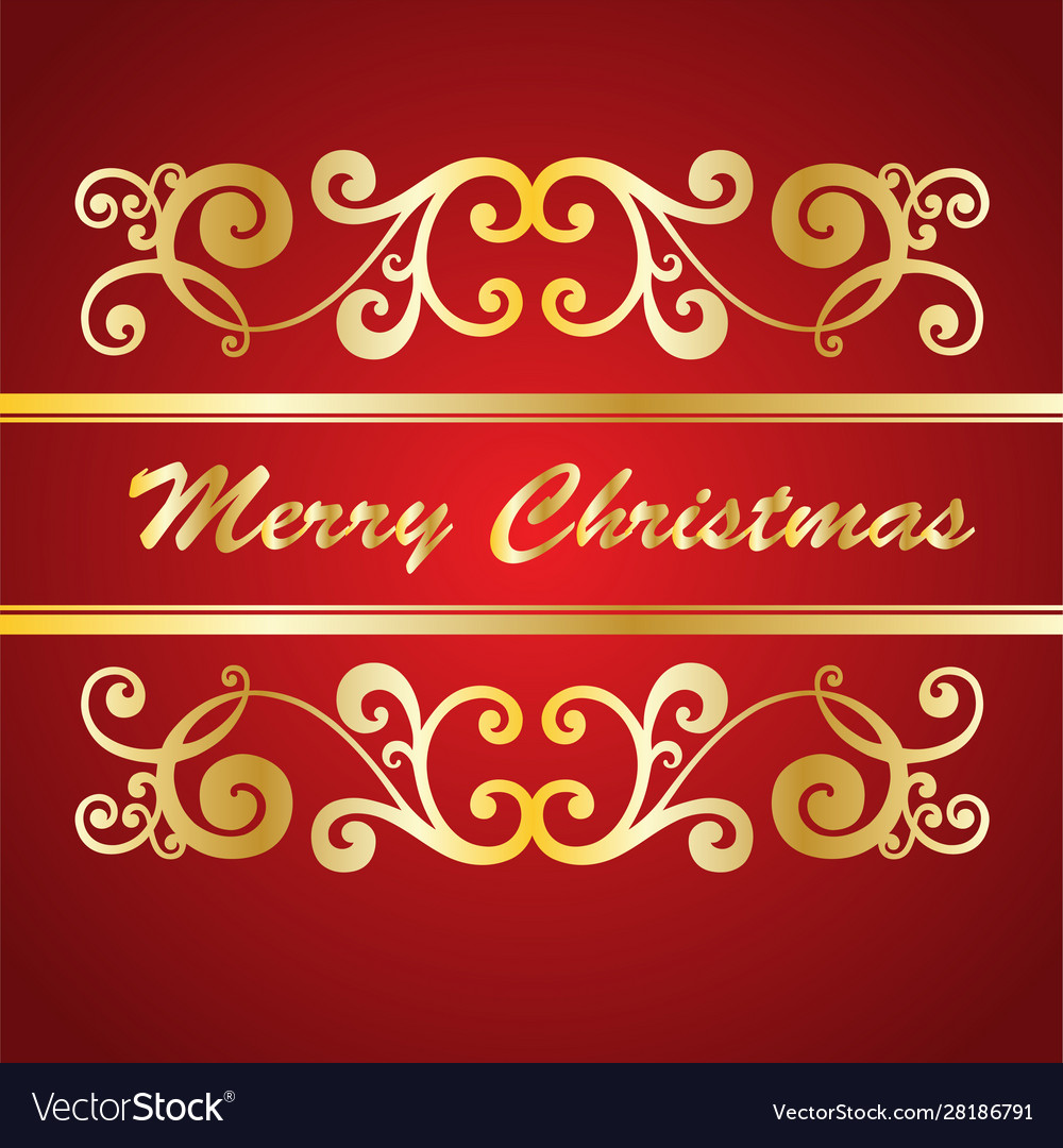 Christmas card golden lettering Royalty Free Vector Image