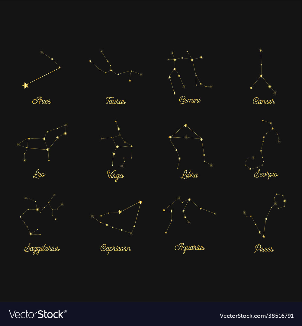 Constellations collection 12 zodiac signs Vector Image