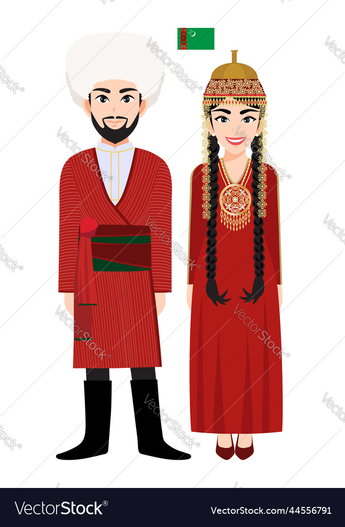 Couple of cartoon characters in turkmenistan Vector Image