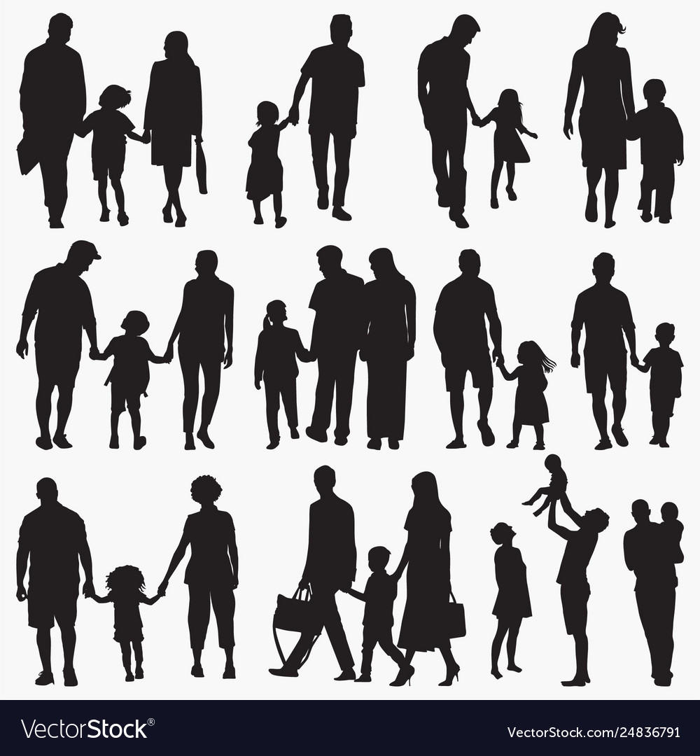 Family 2 silhouettes Royalty Free Vector Image