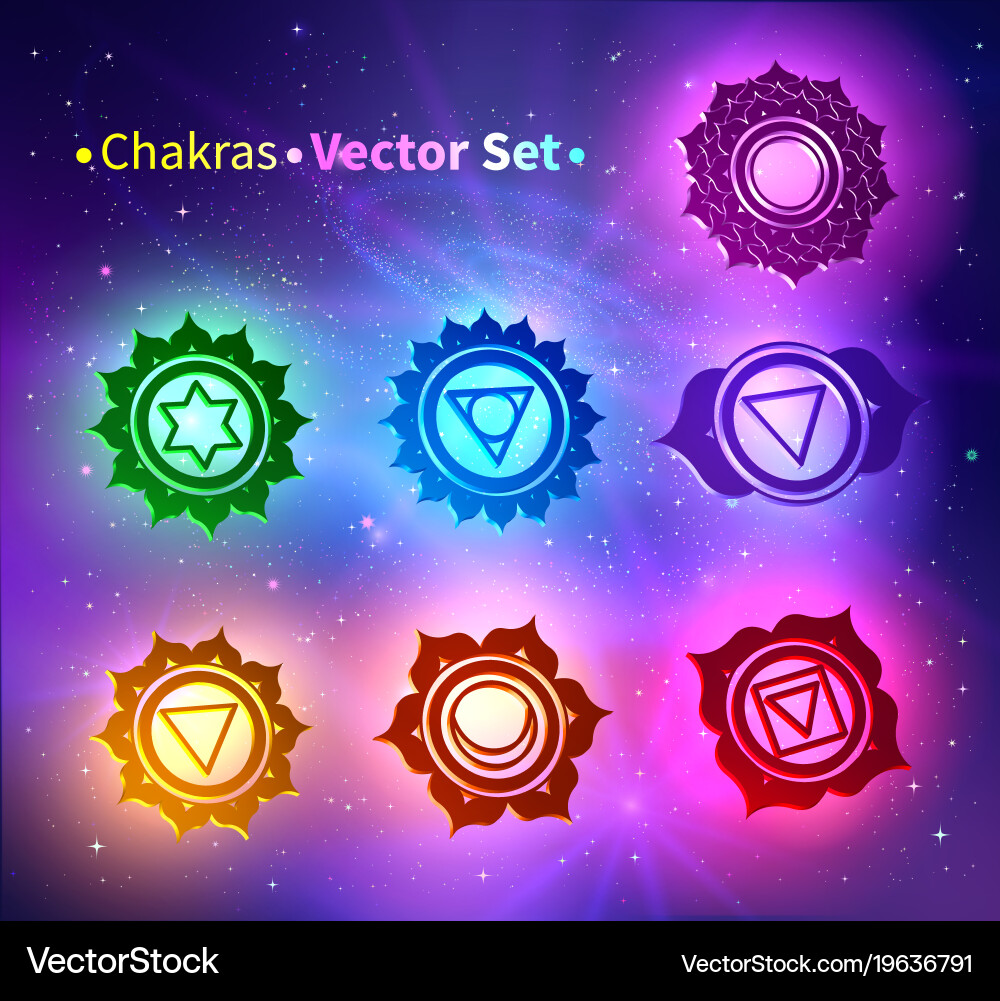 Glowing chakras Royalty Free Vector Image - VectorStock