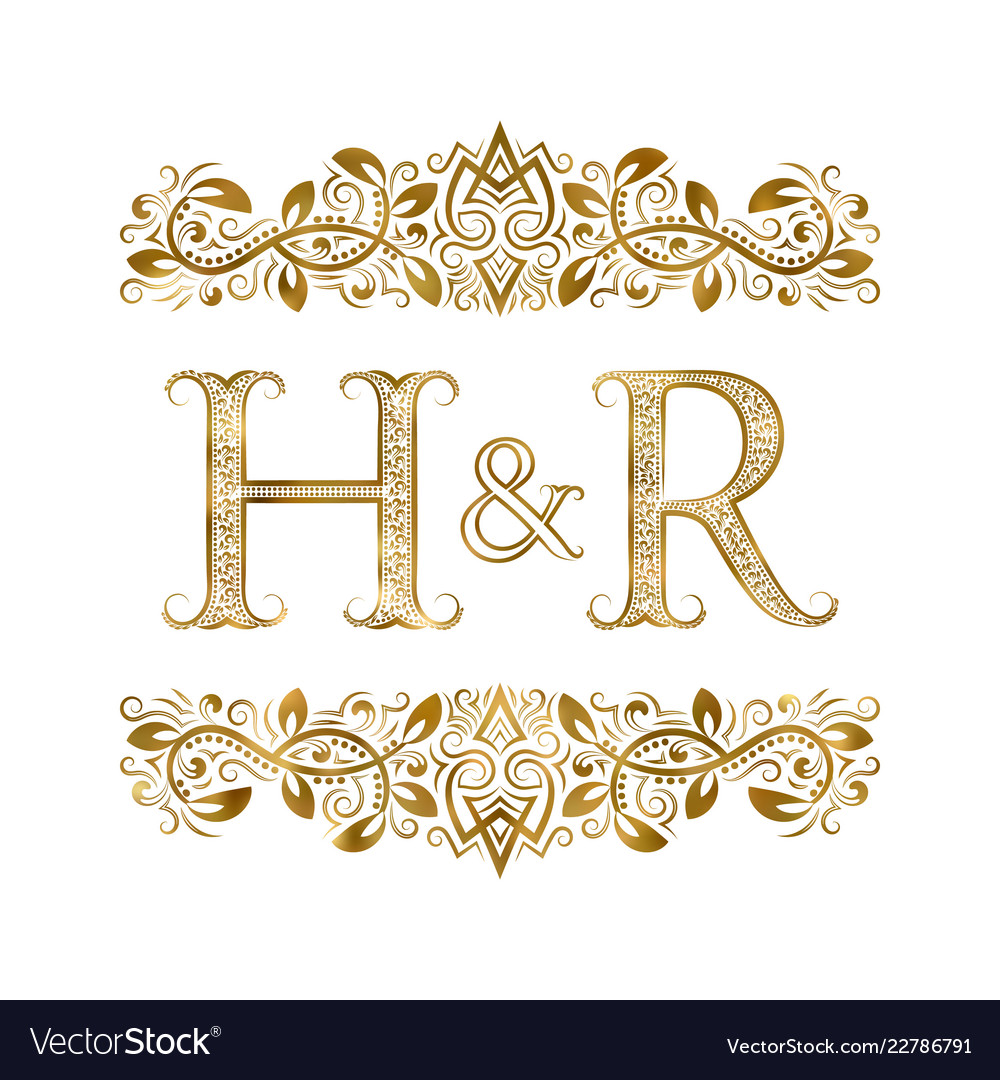 H and r vintage initials logo symbol Royalty Free Vector