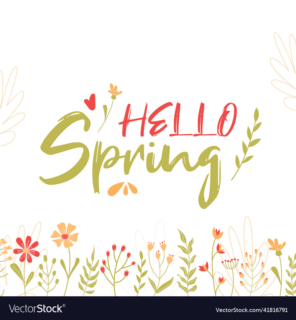 Hello summer lettering banner flowers