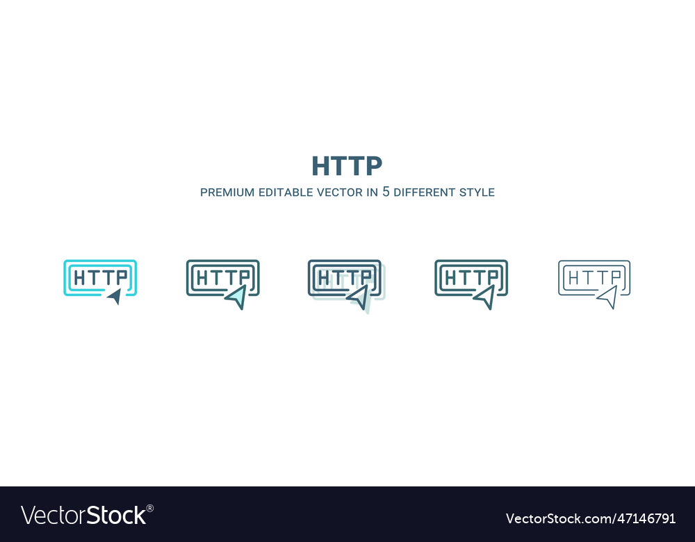 Http icon in 5 different style outline filled two