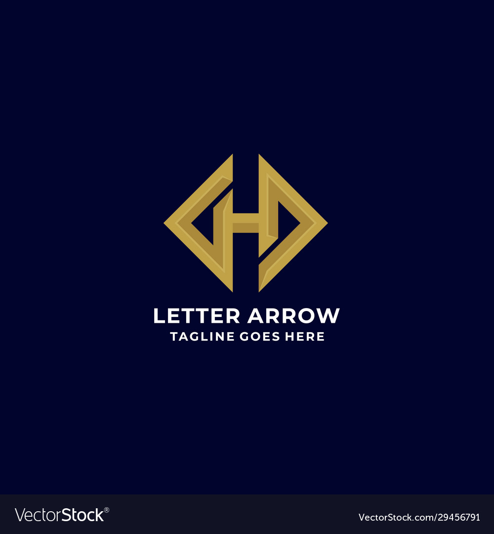 Logo letter h with arrow line art style