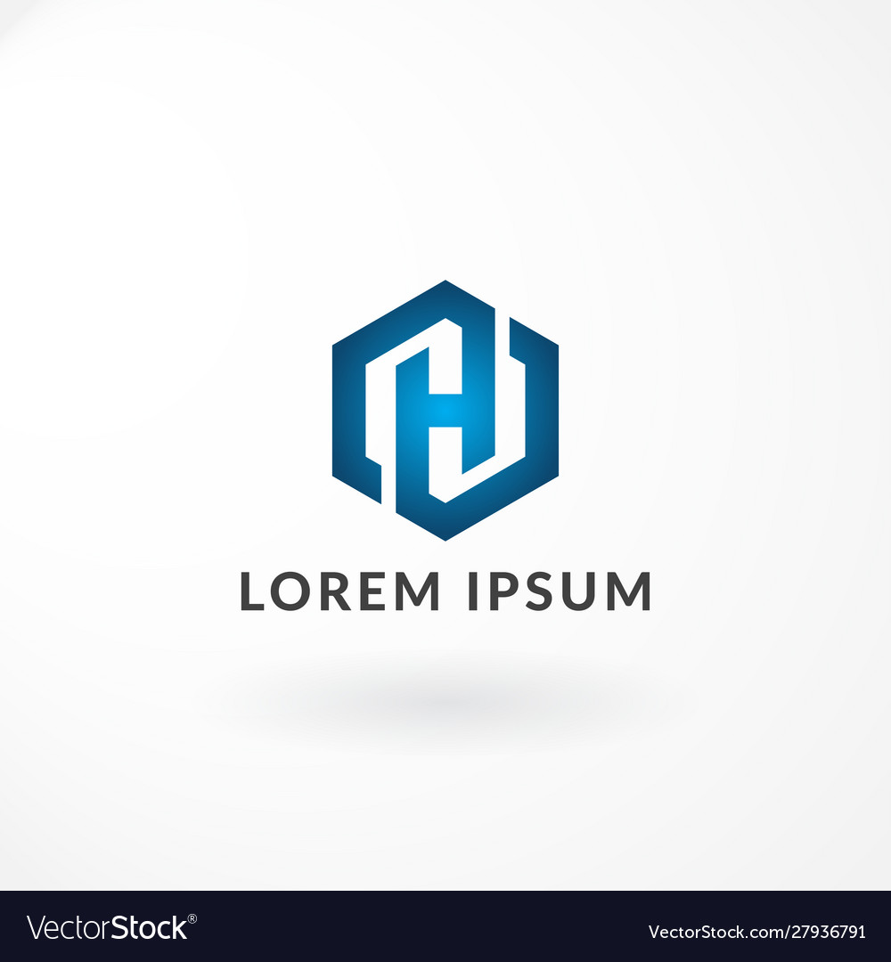 Modern Letter H Hexagon Logo