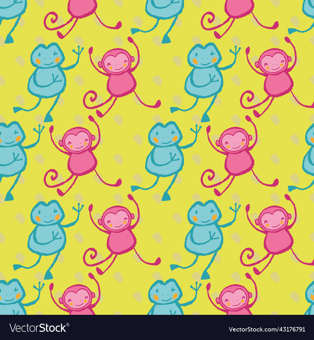 Monkey frog dots seamless pattern vector image Monkey frog dots seamless pattern