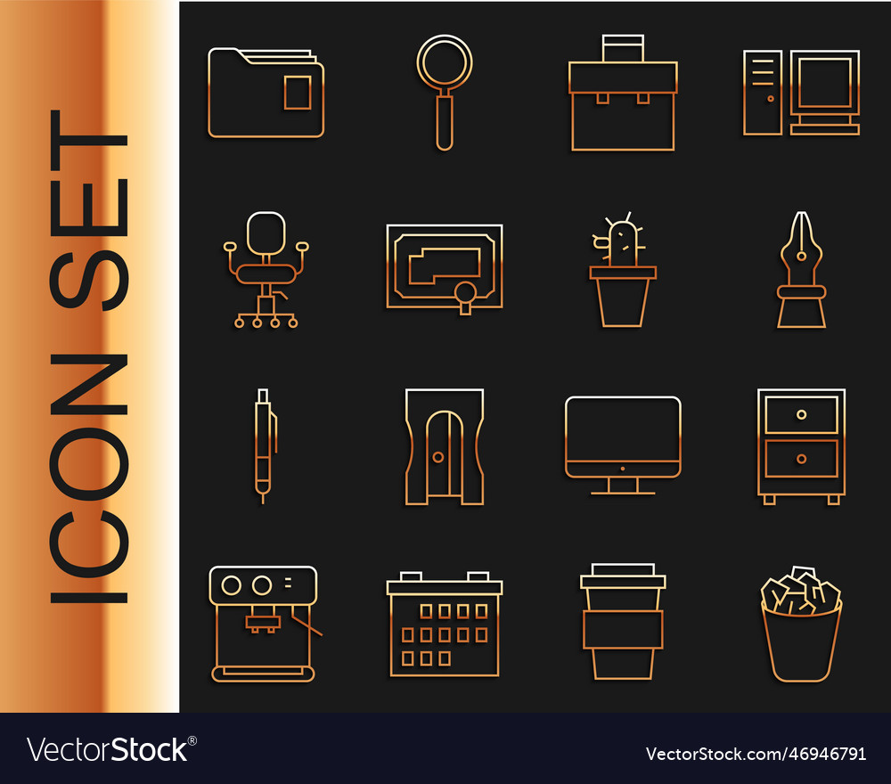 Set line full trash can drawer with documents vector image Set line full trash can drawer with documents