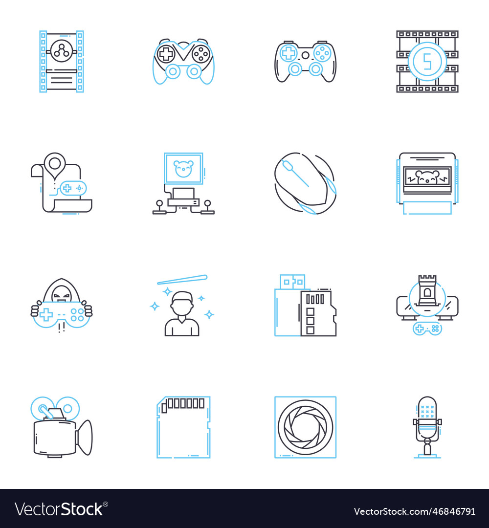 Video production linear icons set cinematography