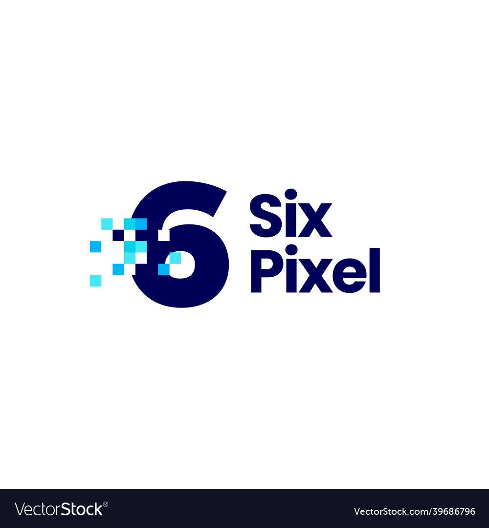 6 six number pixel mark digital 8 bit logo icon Vector Image