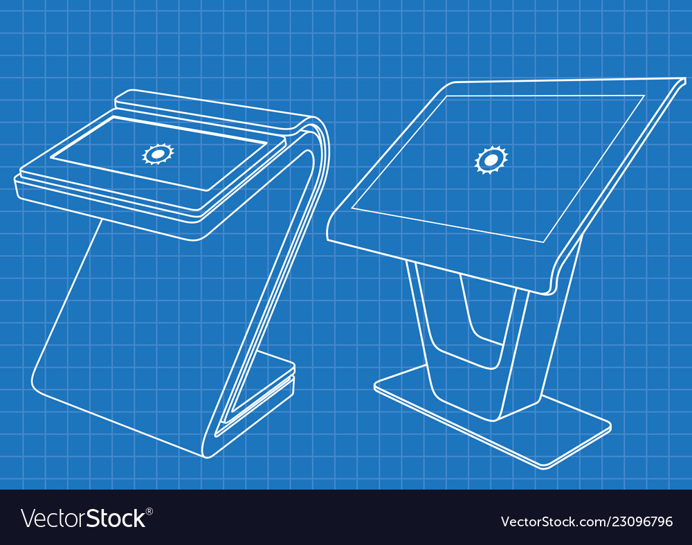 Blueprint of two interactive information kiosk vector image Blueprint of two interactive information kiosk