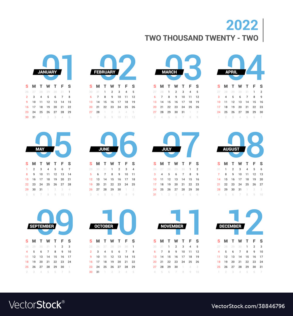 Amazing Calendar 2022 Calendar 2022 Unique Design Royalty Free Vector Image