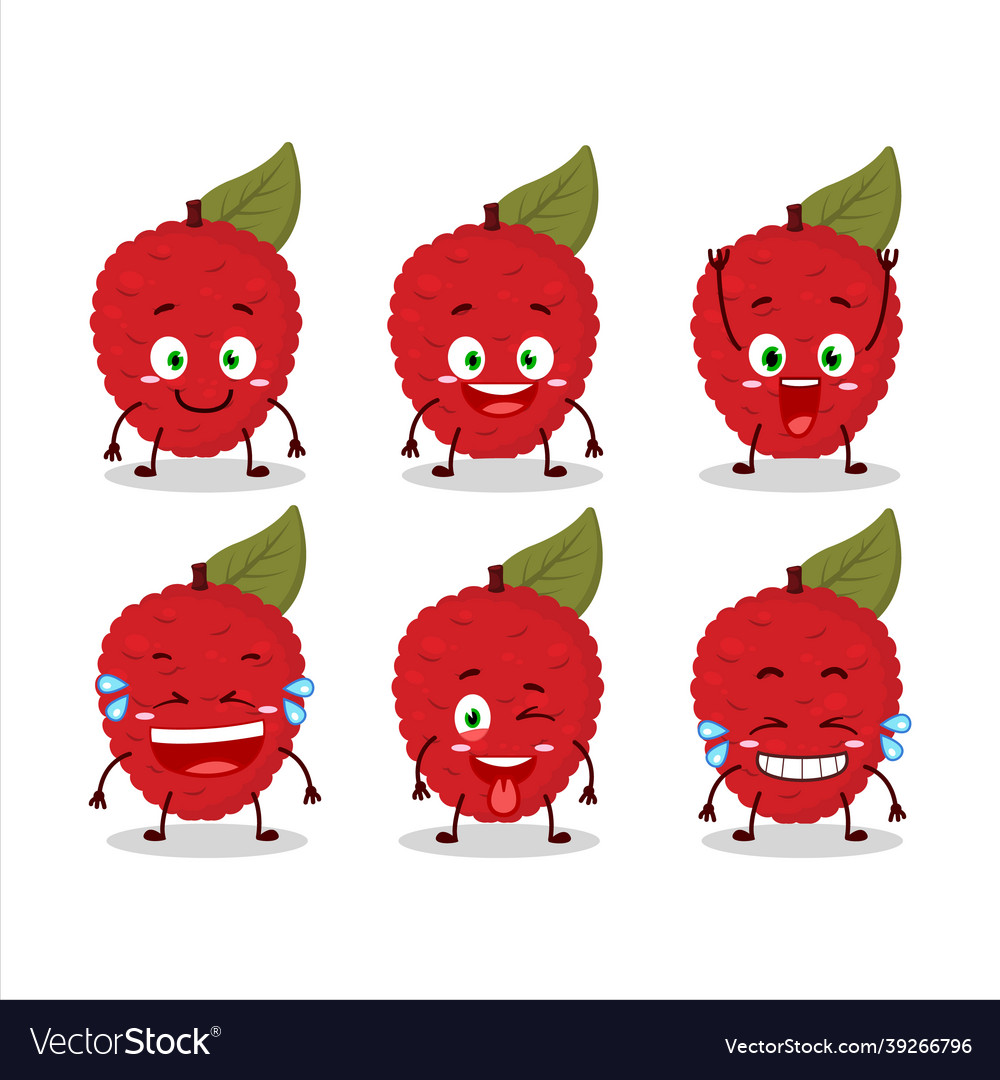 Cartoon character of lychee with smile expression vector image Cartoon character of lychee with smile expression