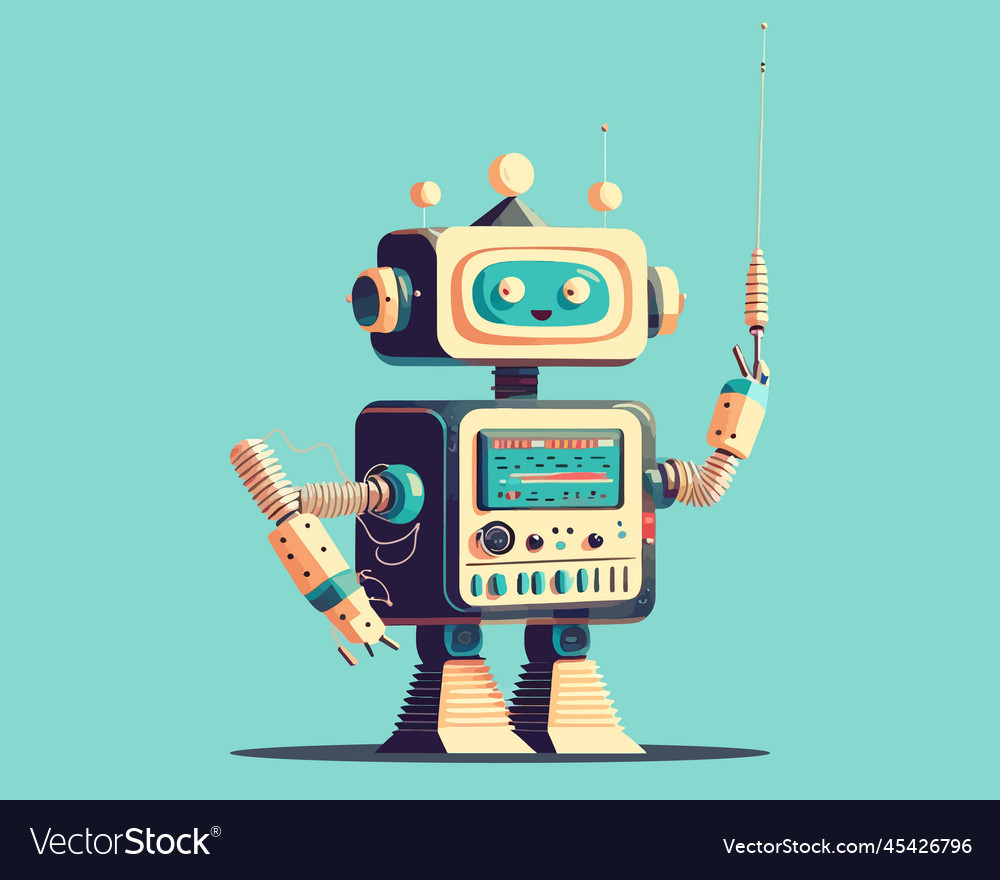 Cute robot on a blue background android