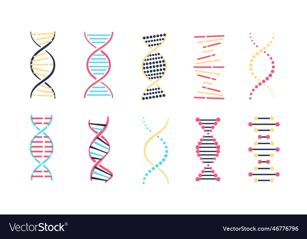 Dna icons color set Royalty Free Vector Image - VectorStock