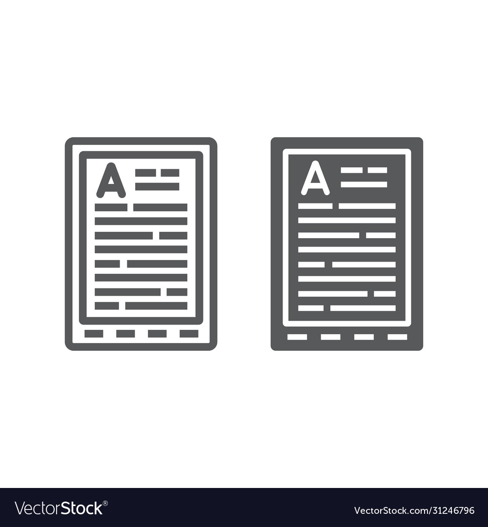 E book reader line and glyph icon education Vector Image