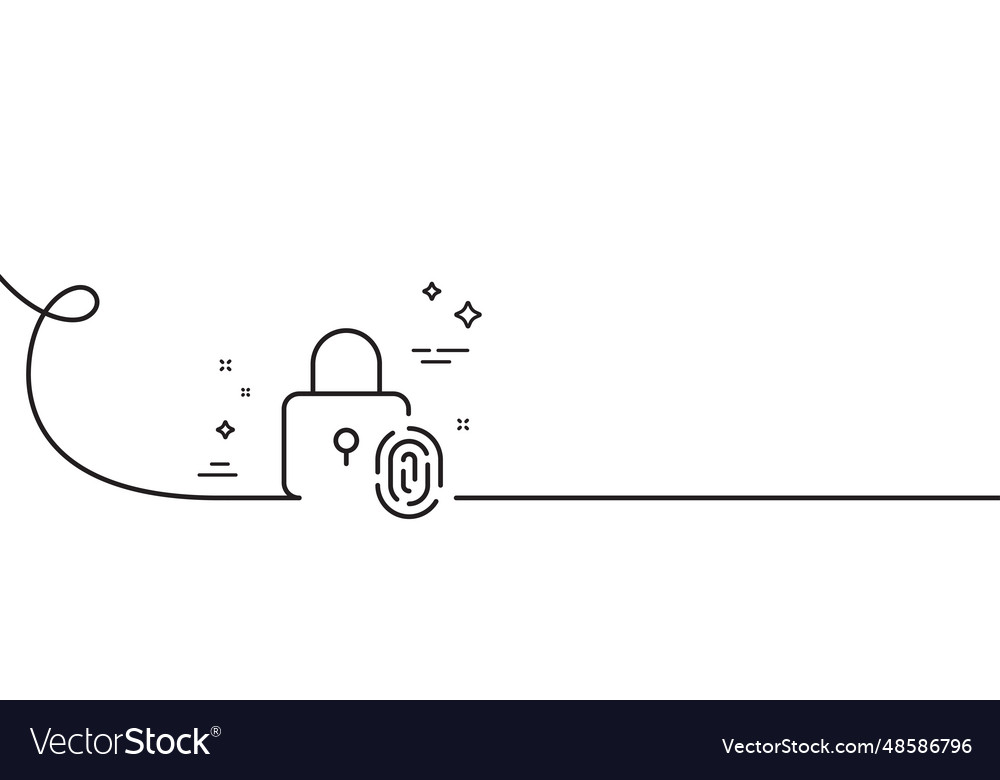 Fingerprint lock line icon finger print scan sign vector image Fingerprint lock line icon finger print scan sign