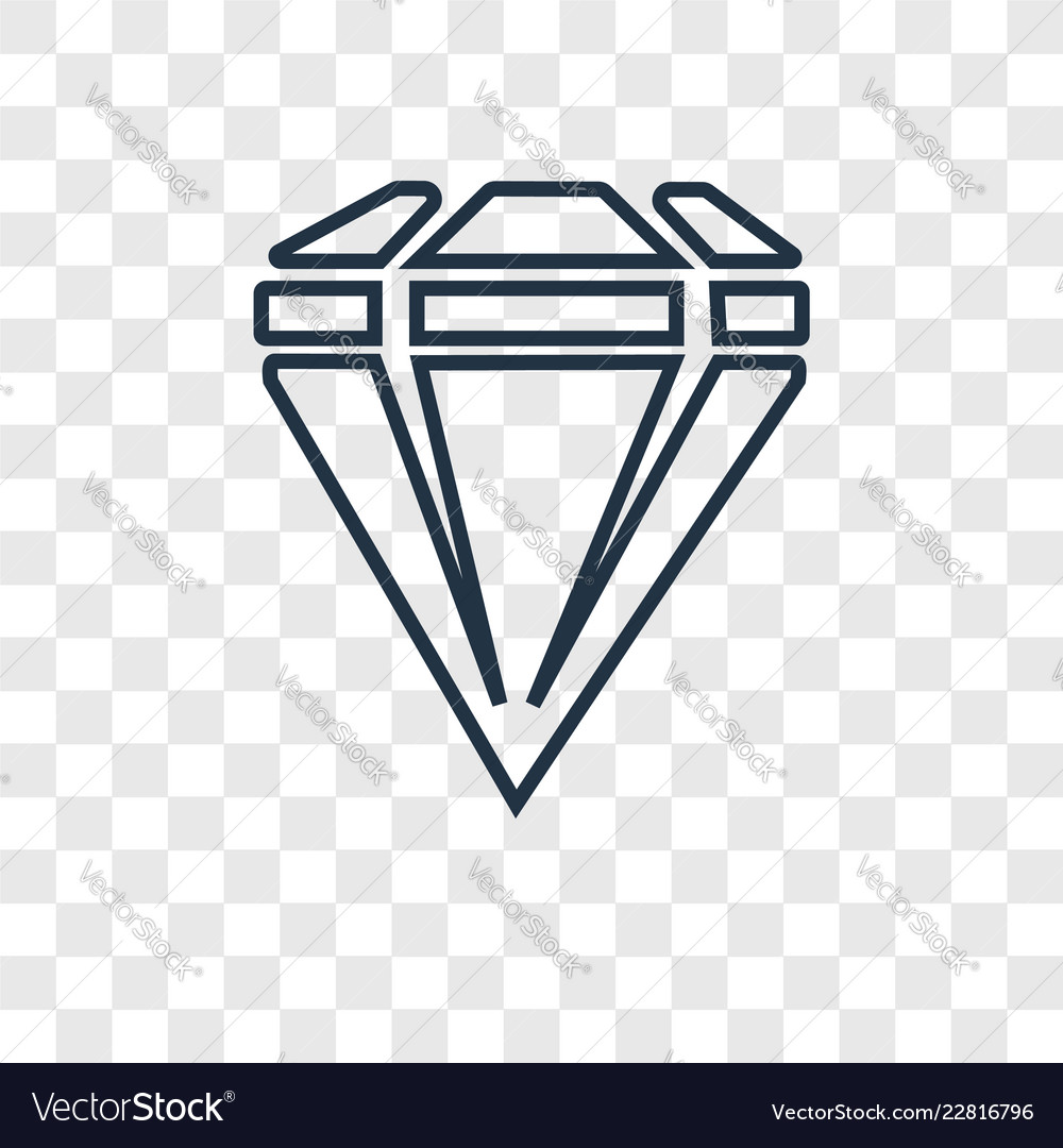 Gem concept linear icon isolated on transparent vector image Gem concept linear icon isolated on transparent