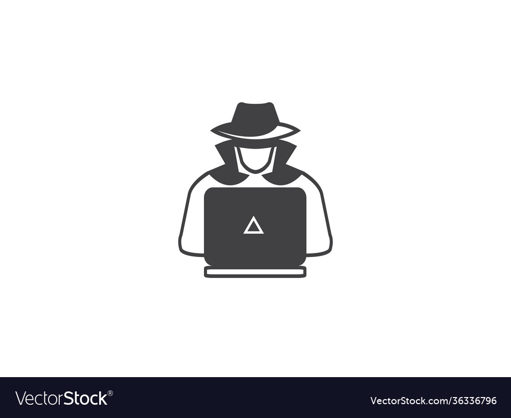 Hacker icon computer spy agent design vector image Hacker icon computer spy agent design