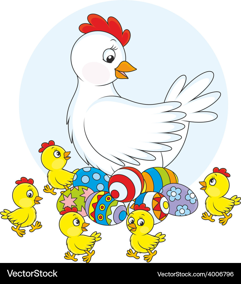 Hen and chicks Royalty Free Vector Image - VectorStock