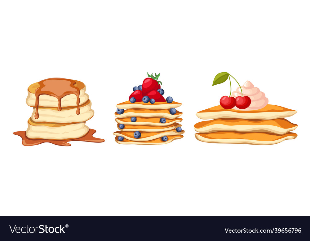 Pancakes stacks of tasty bakery with honey maple Vector Image