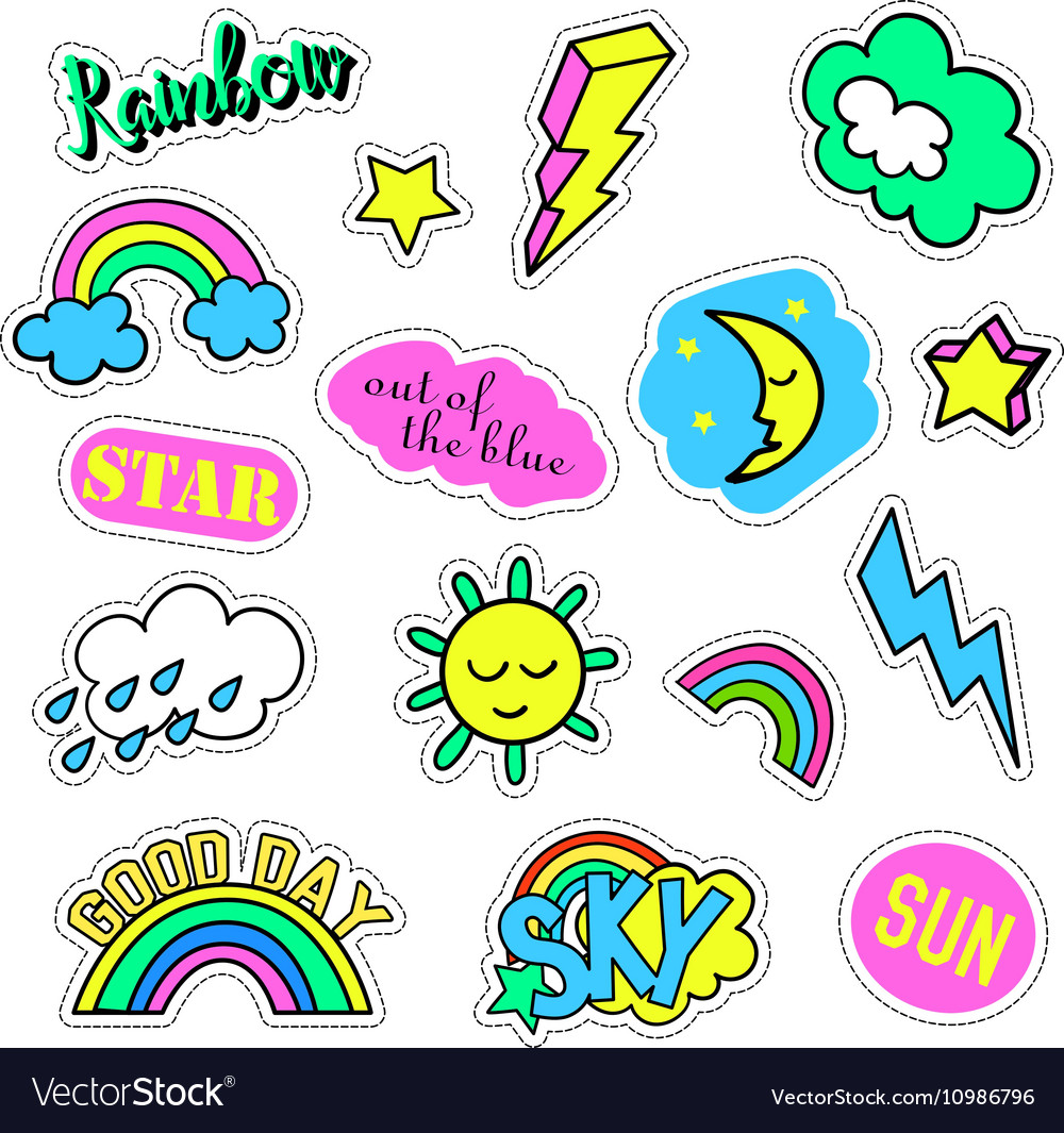 Pop art set with fashion patch badges Royalty Free Vector