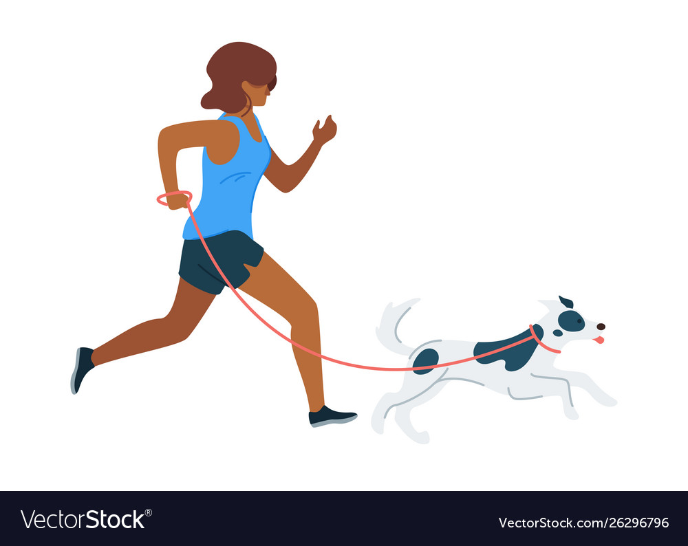 Running woman with dog flat