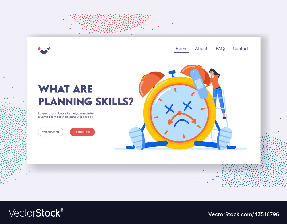 Time is over landing page template character vector image Time is over landing page template character