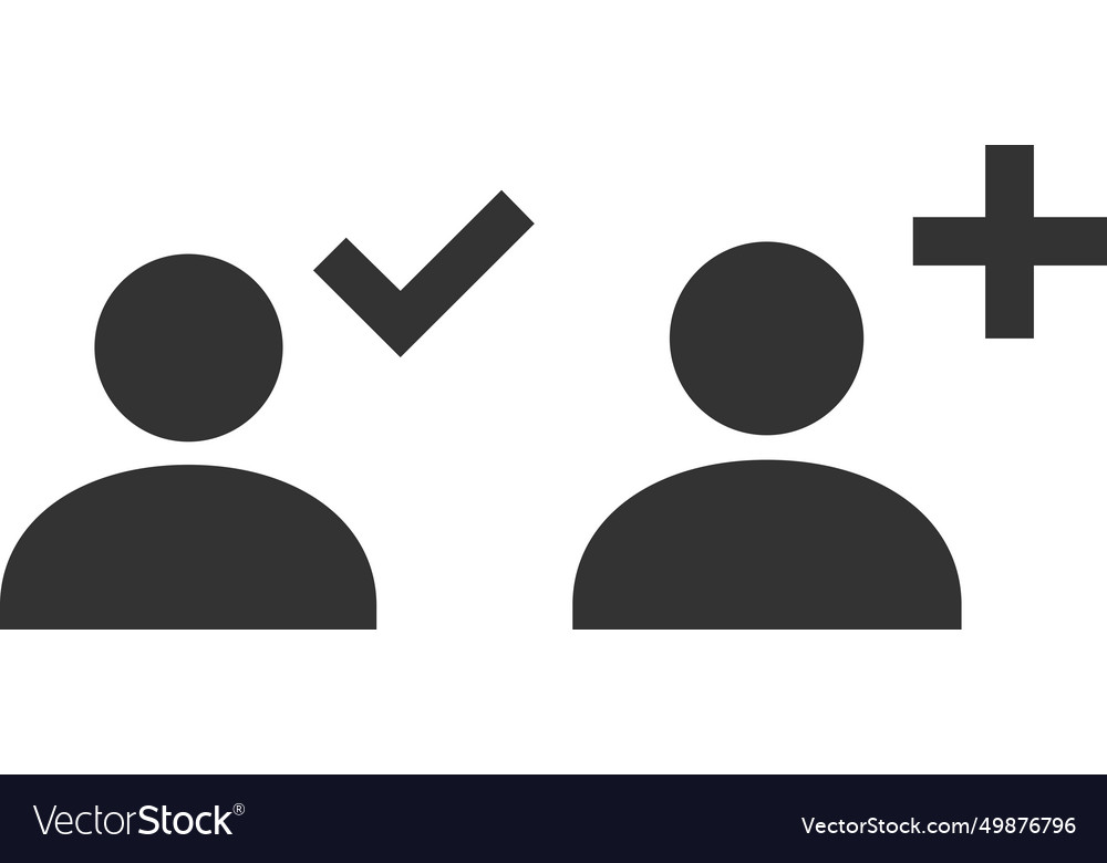 User web icon with check and add mark vector image User web icon with check and add mark
