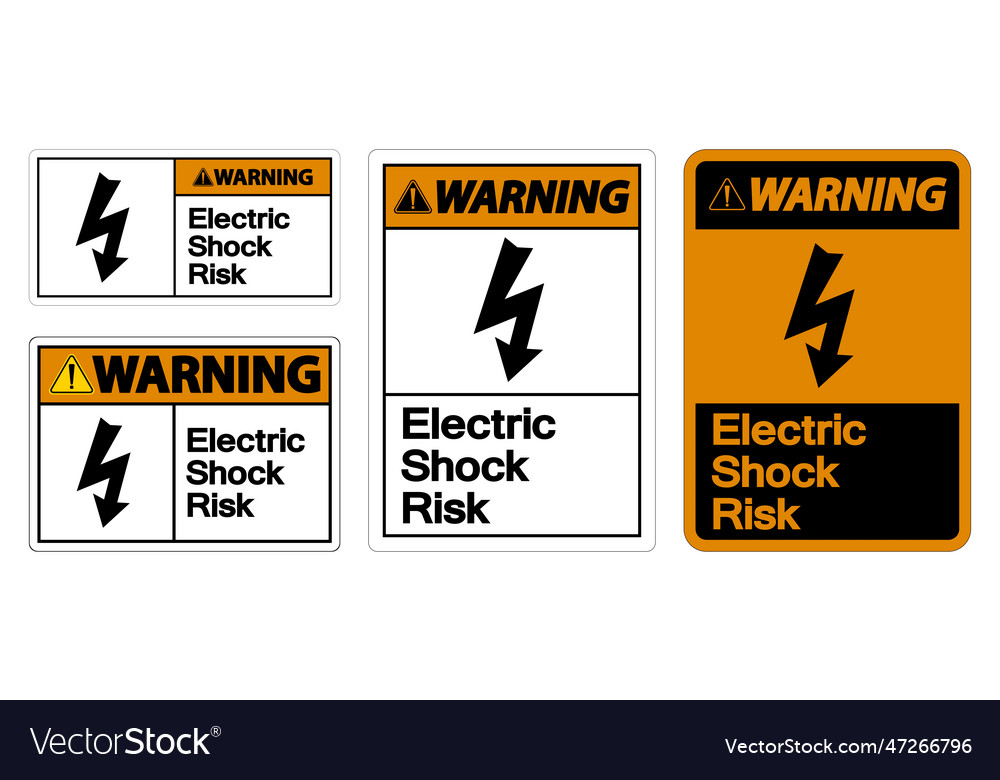 Warning electric shock risk symbol sign on white