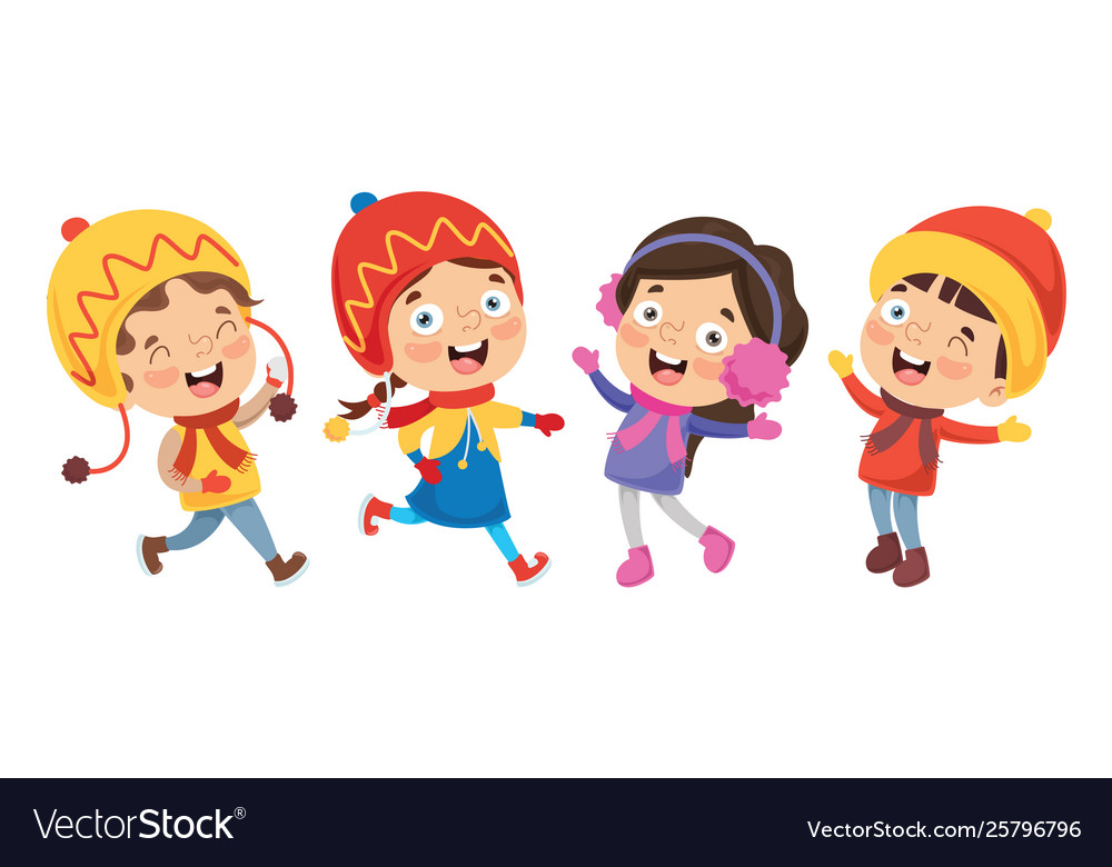 Winter kids Royalty Free Vector Image - VectorStock