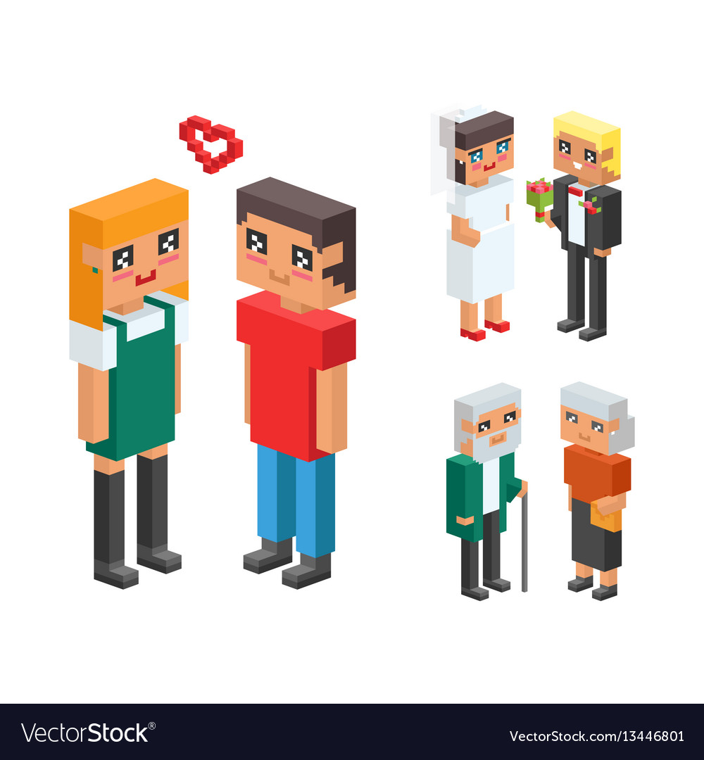 3d isometric family couple children kids people vector image 3d isometric family couple children kids people