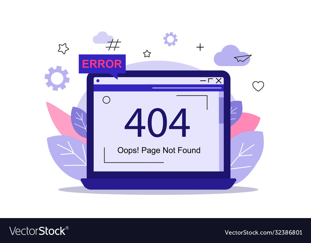 404 error page not found template on computer
