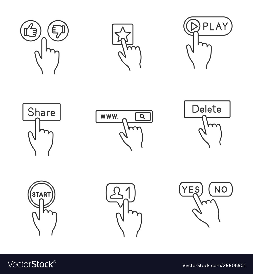 App buttons linear icons set vector image App buttons linear icons set